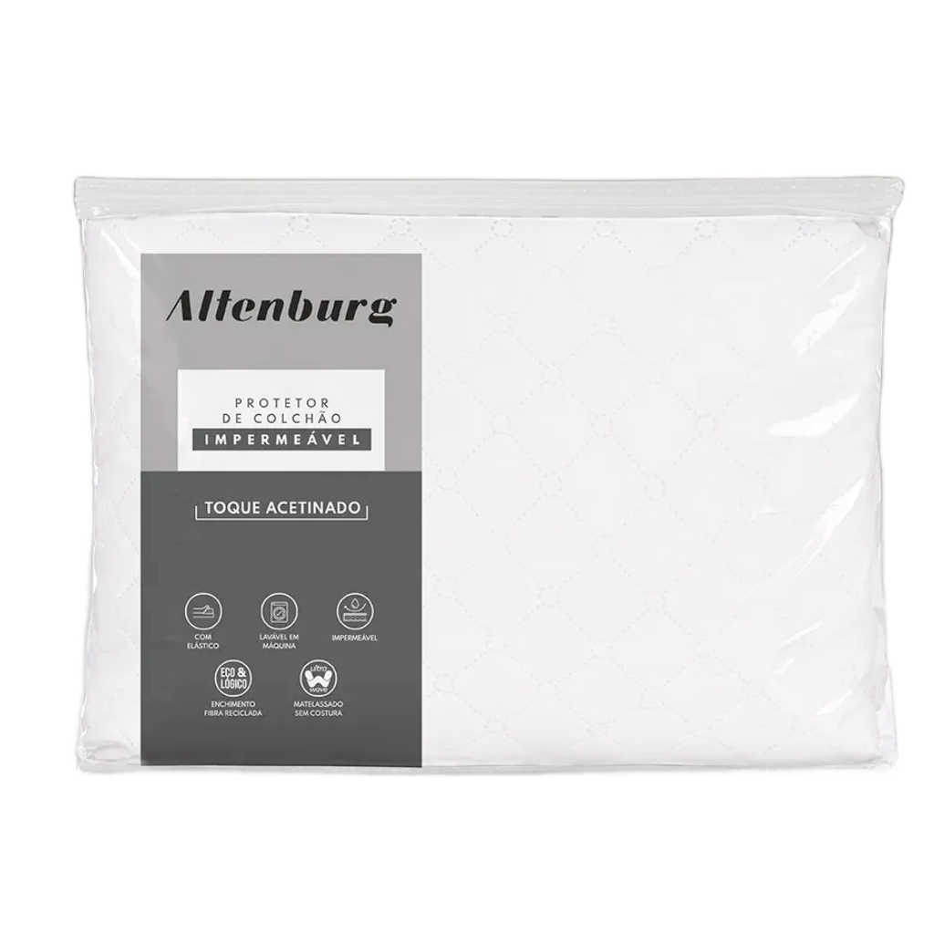 Protetor Colchao Queen Altenburg Impermevial Com Elastico Toque Acetinado 158x198x50 - Branco