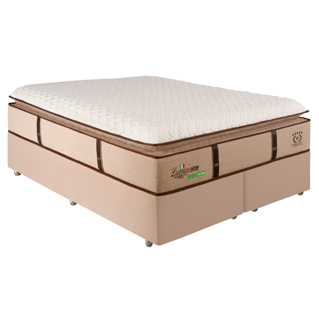 Cama Box Lazzari Molejo King, Molas Ensacadas, Linho Palha - 2,03x193 - Gazin