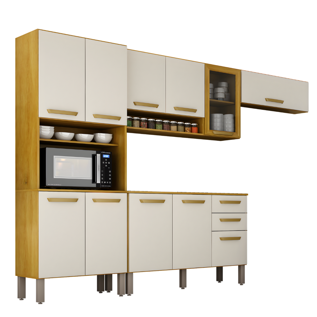 Cozinha CHF Avila 4 Peças - CINAMOMO/ OFF WHITE ACETINADO