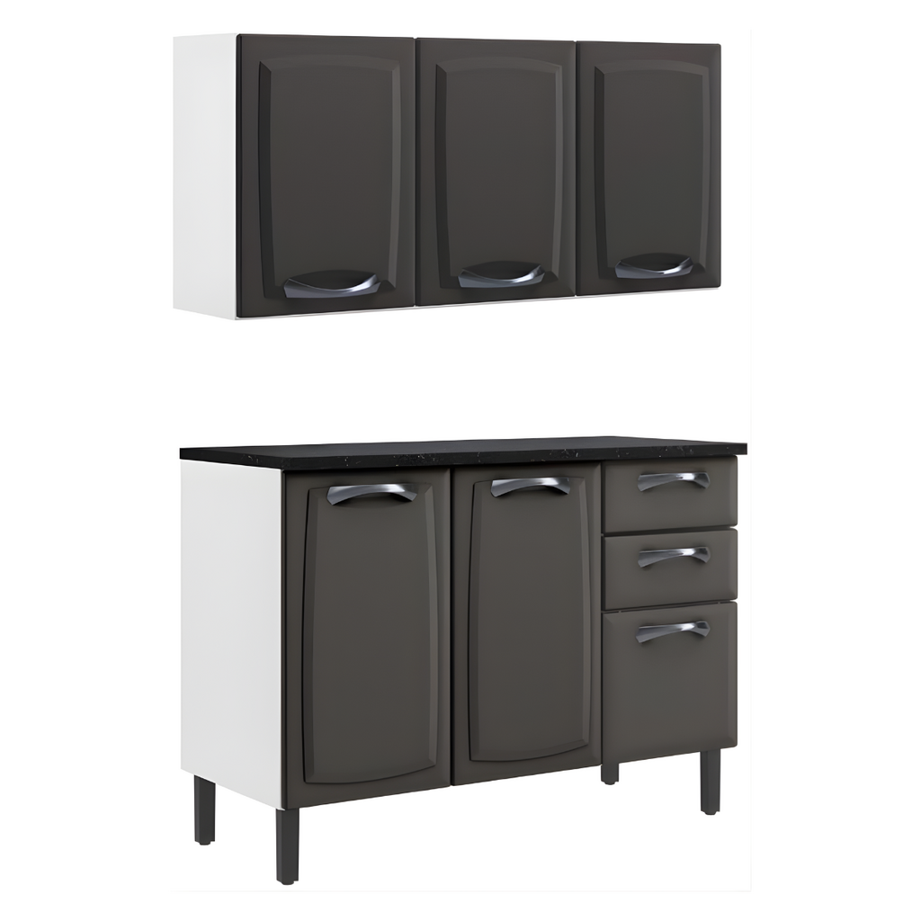 Cozinha 2 Peças New Premium Com Balcão - Branco/Grafite - Itatiaia