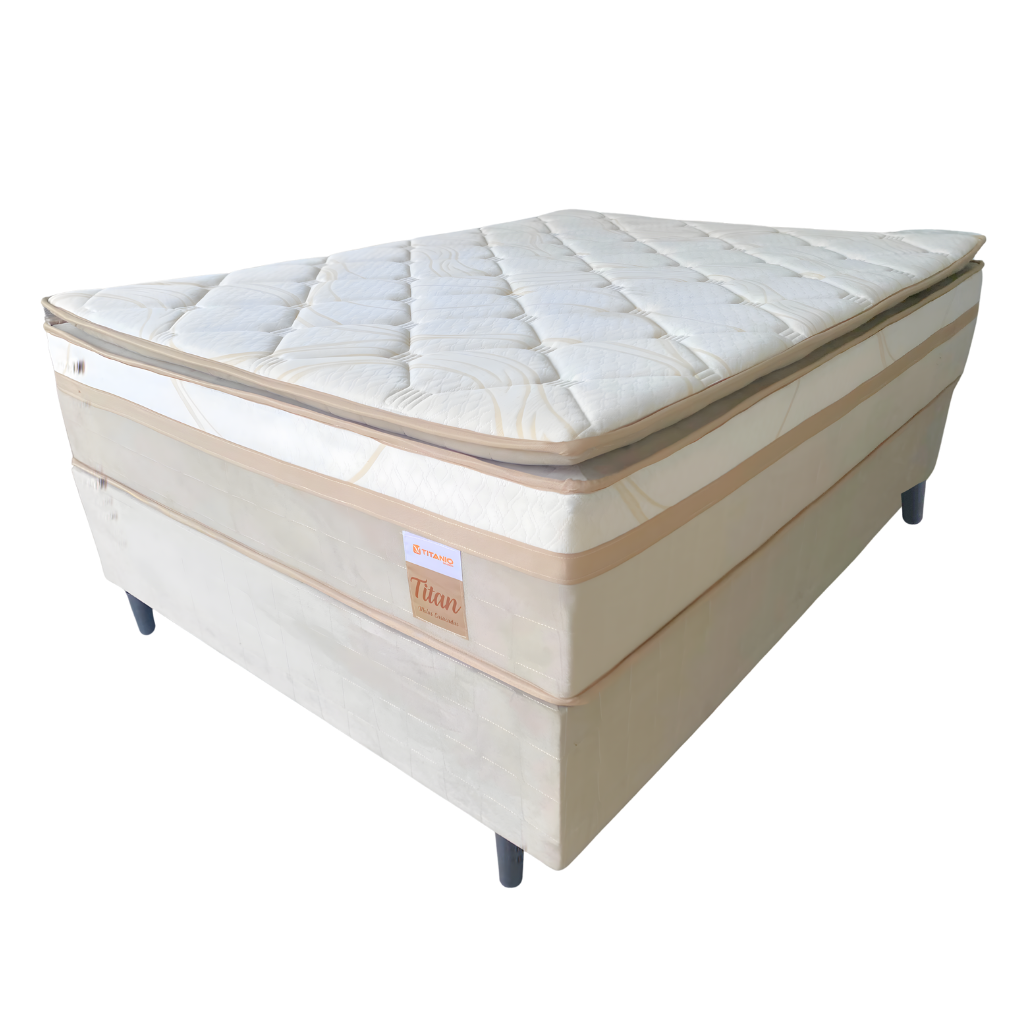 Conjunto Box Titan Casal Molas Ensacadas - Altura 0,77 x Largura 1,38 x Profundidade 1,88 Cm