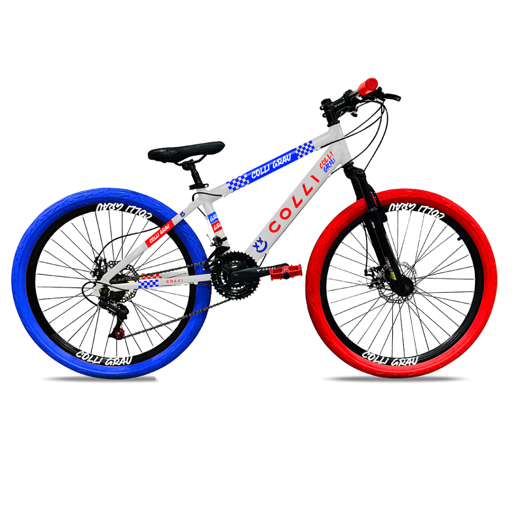 Bicicleta Colli Grau, Aro 26, Cor Branco com Vermelho/Azul D