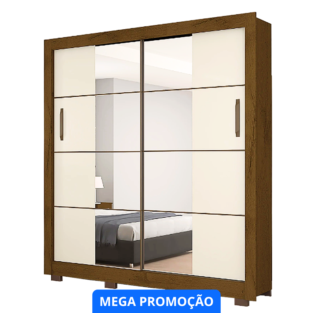 Roupeiro / Guarda Roupas Josan Dominum 2 Portas, Com Pé, Com Espelho Ca - Cam/Off