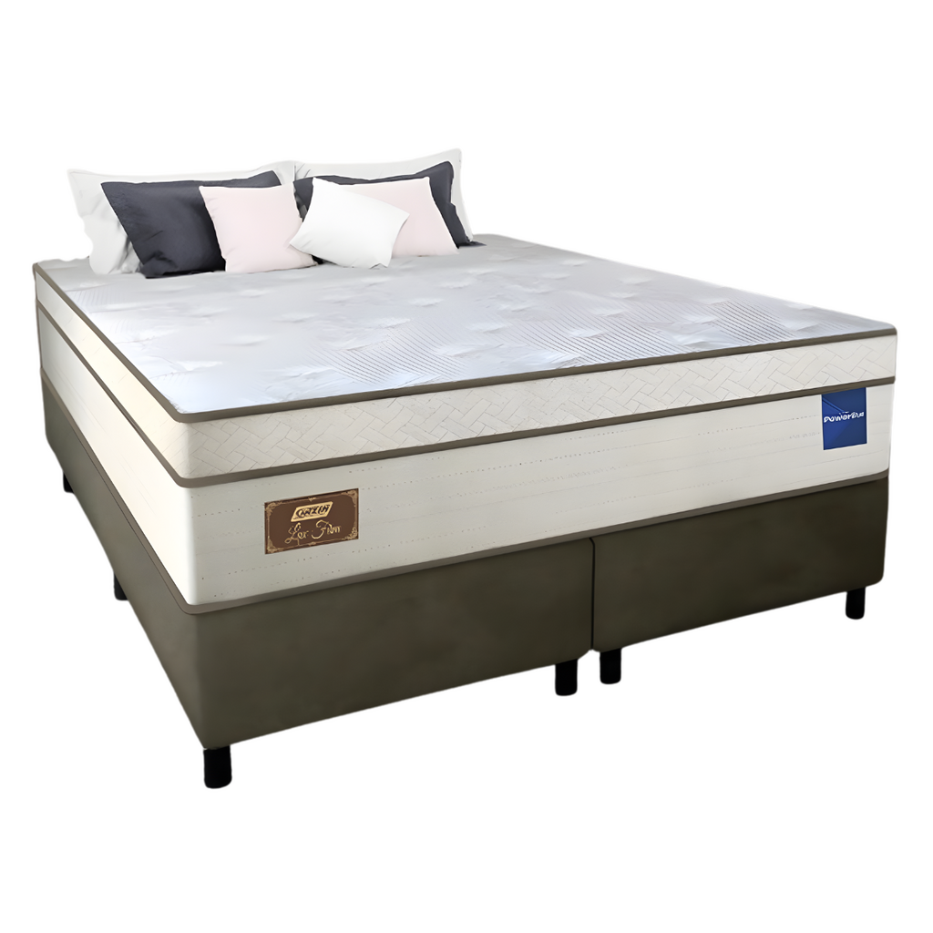 Cama Box Lux Firm, Molejo Queen 1,58 x 1,93 Molas Powerblue, Areia - Gazin