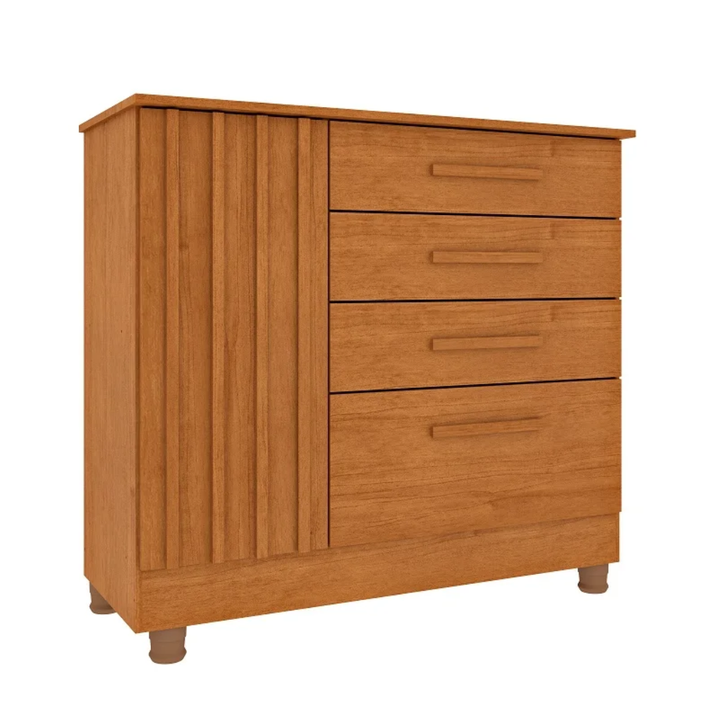 Comoda Tcil Guarani 4 Gavetas Com Pés - Cinamomo/Cinamomo