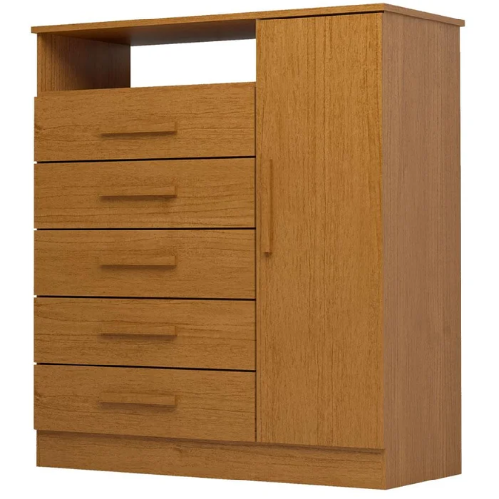 Comoda Acp Madri Plus 5 Gavetas E Sapateiro - Cinamomo
