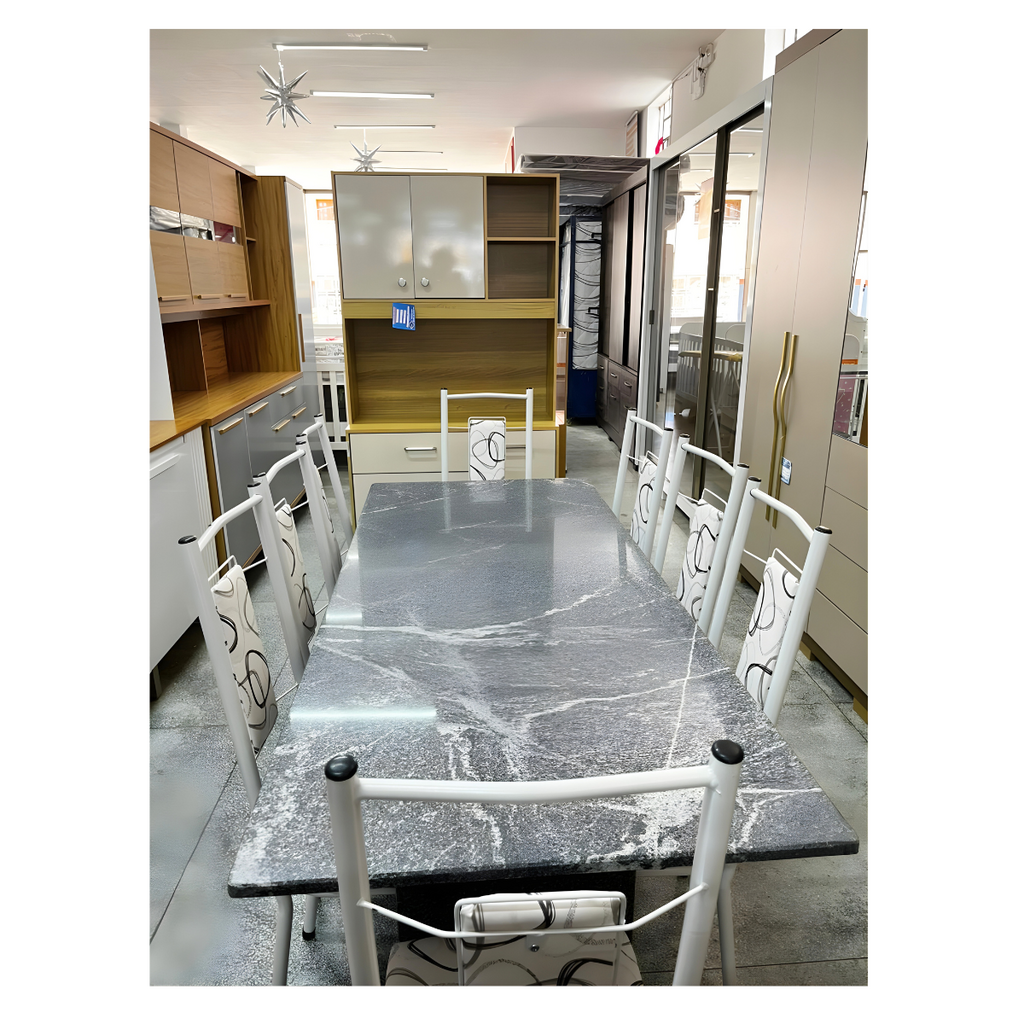 Mesa Paris + 8 Cadeiras N.39 Gr Luxo Brm/Br CI - Aço Coelho