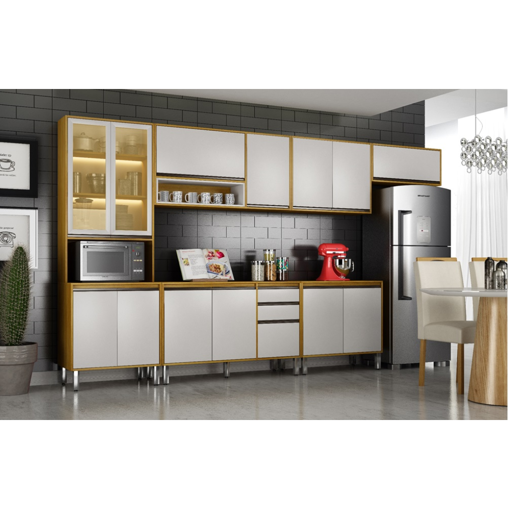 Cozinha Chf Eduarda 6 Peças Com Cristaleita - Cinamomo/Off White