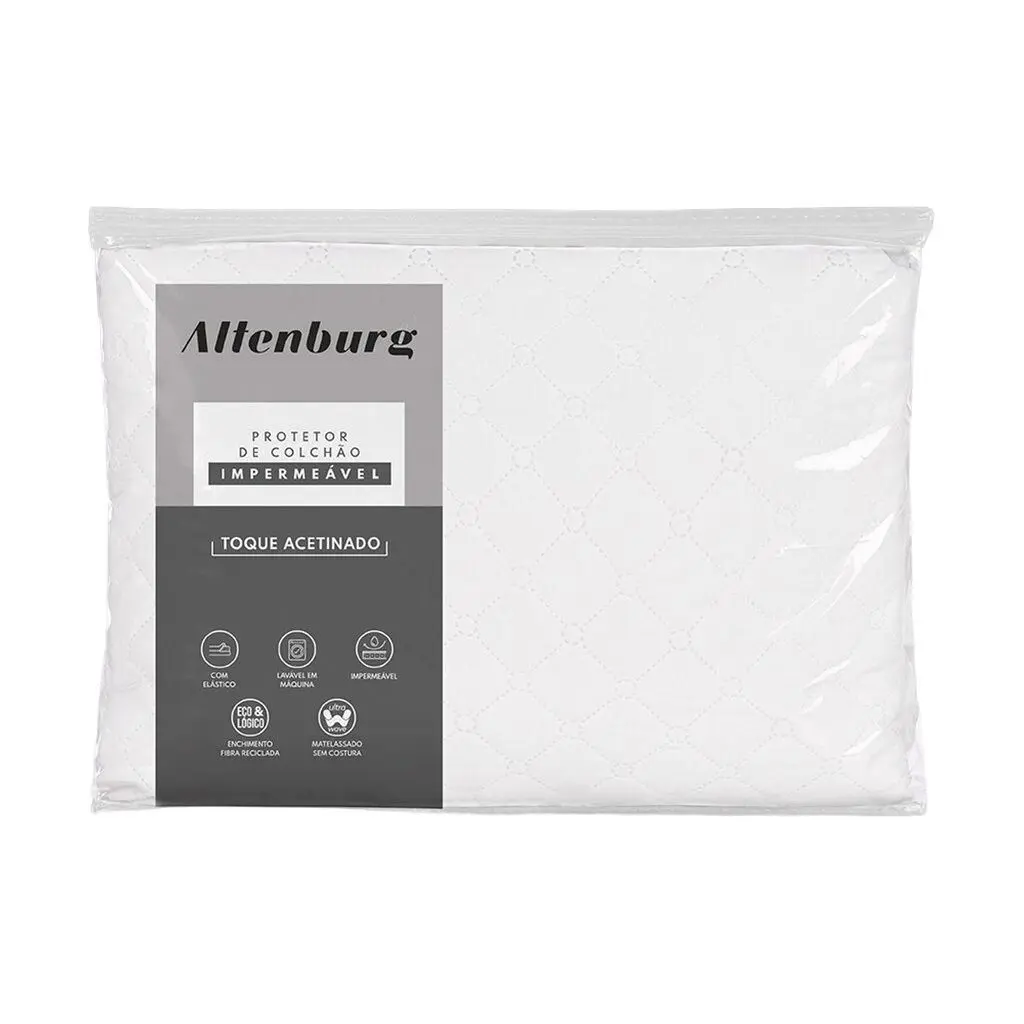 Protetor Colchao Casal Altenburg Impermevial Com Elastico Toque Acetinado, 138x188x50 - Branco