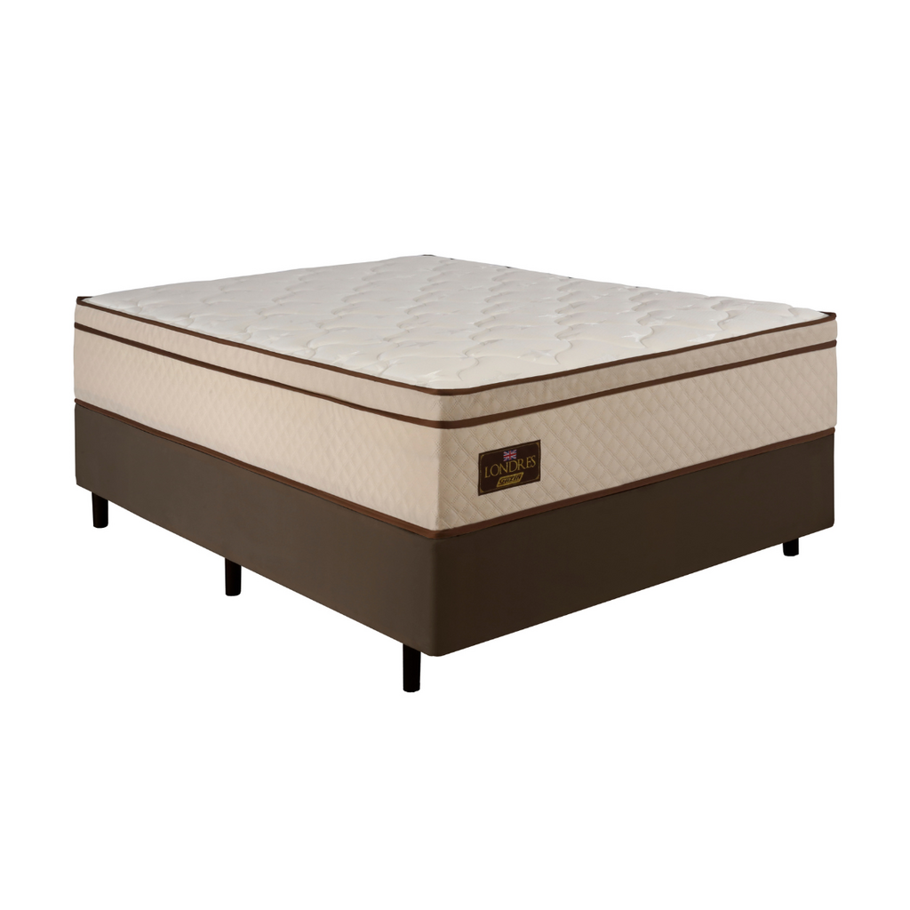 Cama Box Gazin Londres Casal Molas Bluewave , Bege - Altura 0,71 x  Largura 1,38 x Profundidade 1,88 cm 