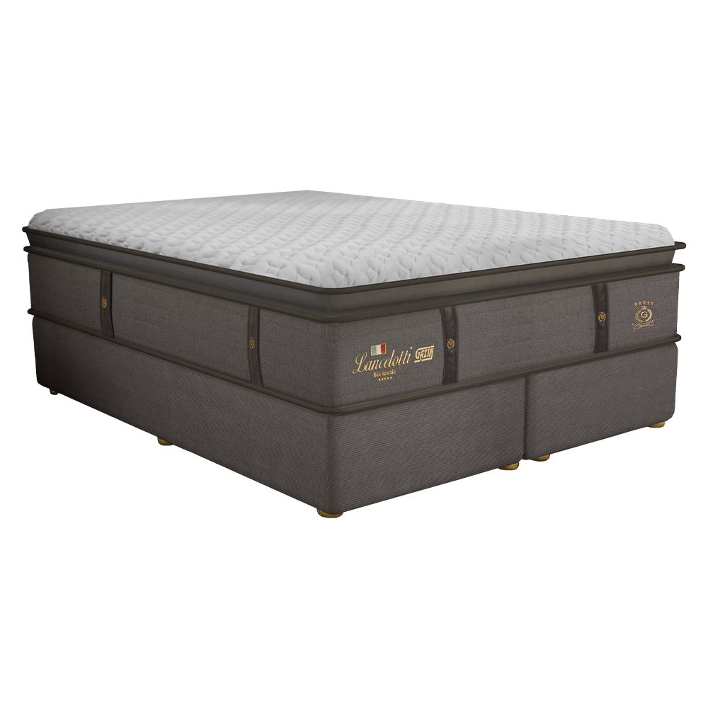 Cama Box Lazzari Molejo King 2,03x1,93 Molas Ensacadas Linho Grafite - Gazin