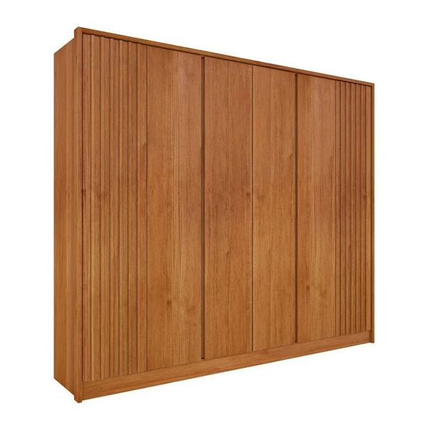 Roupeiro / Guarda Roupas Tcil Barcelona Ripado 6 Portas - Cinamomo/Cinamomo