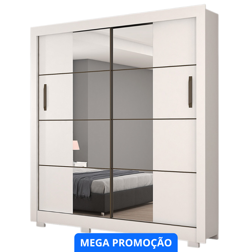 Roupeiro / Guarda Roupas Josan Dominum 2 Portas, Com Pé, Com Espelho - Branco