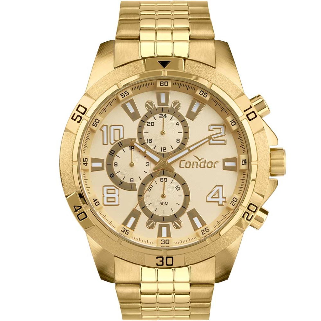 Relogio Technos Crono/Cx E Pulseira Aco Dourado (DCRE:23298371)