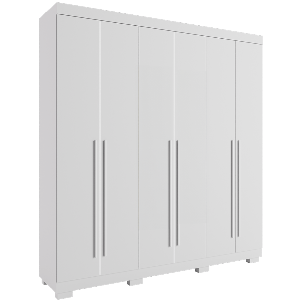 Guarda Roupas/Roupeiro Acp Agata 6 Portas Mdp Com Espelho - Branco