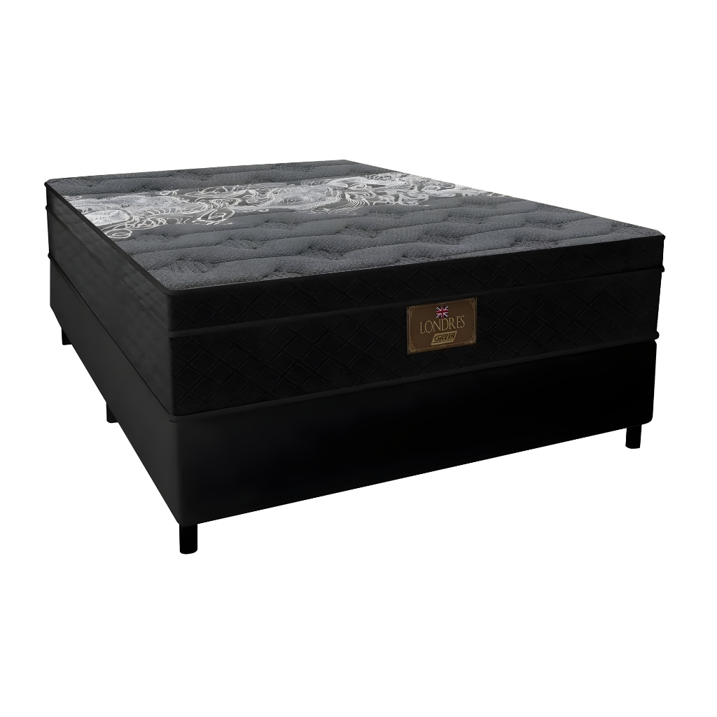 Cama Box Gazin Londres Molejo Casal 1,38x1,88 Molas Ensacadas - Preto