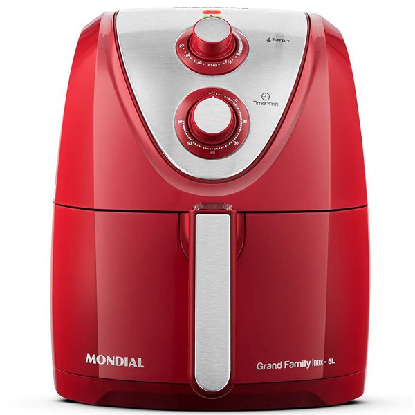 Fritadeira Elétrica Mondial Sem Óleo Air Fryer Grand Family AFN-50-RI - Vermelha/Inox