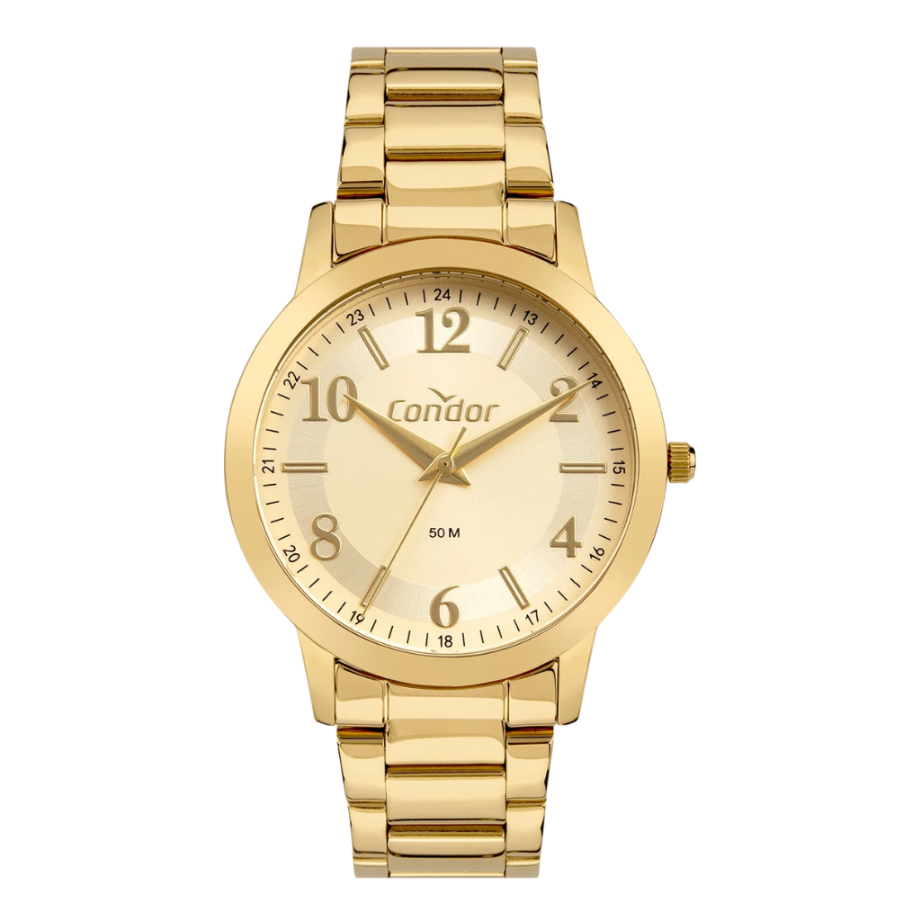 Relogio Condor Analogico/Cx Pulseira de Aco Dourado - (DCRE:23302263)