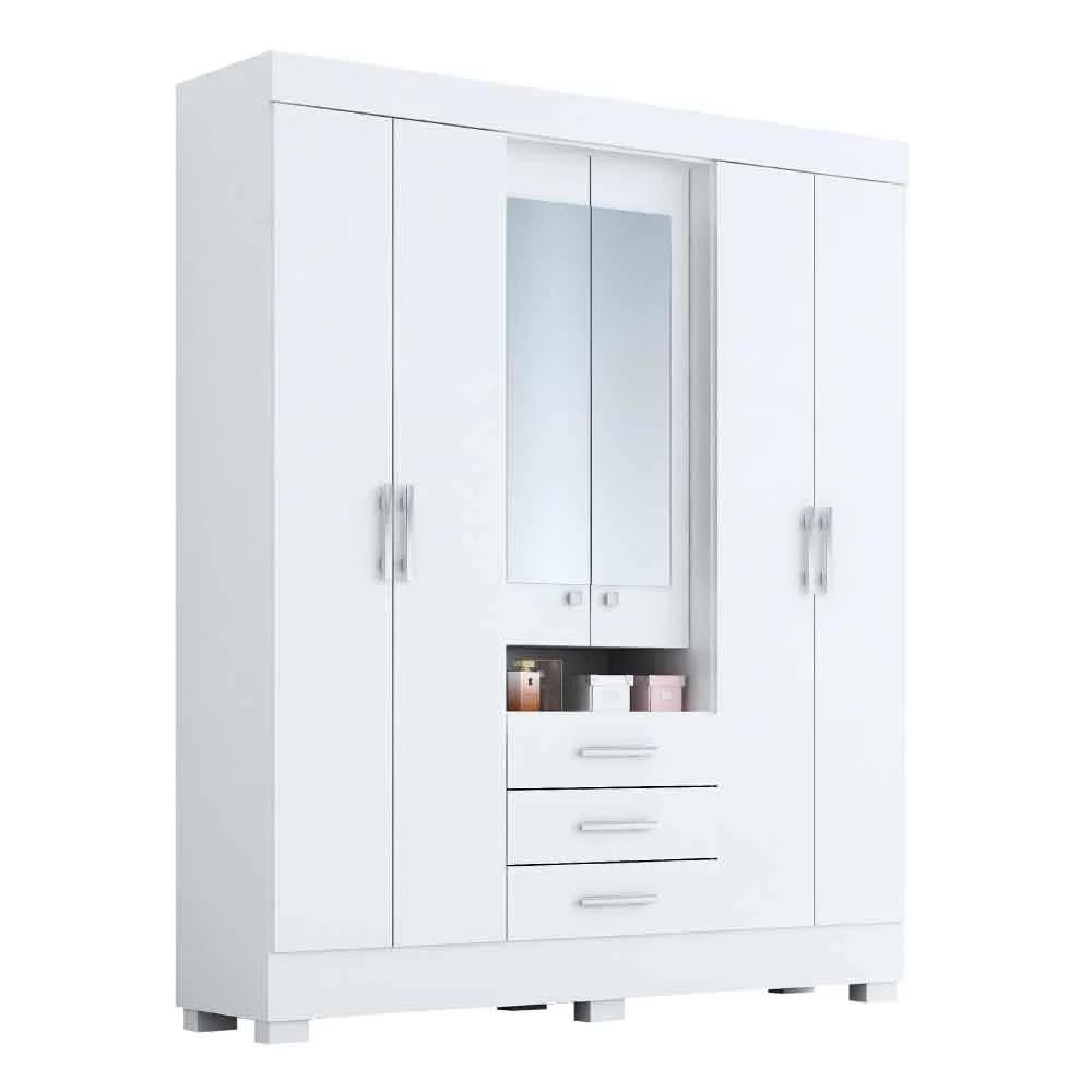 Roupeiro / Guarda Roupas ACP Debora 6 Pts Capelinha C/Esp - Branco