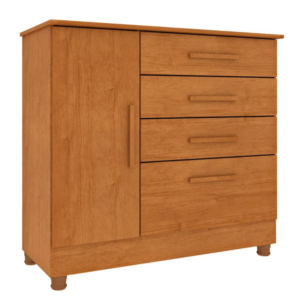Comoda Tcil Chicago 4 Gavetas Com 4 Pes - Cinamomo/Cinamomo