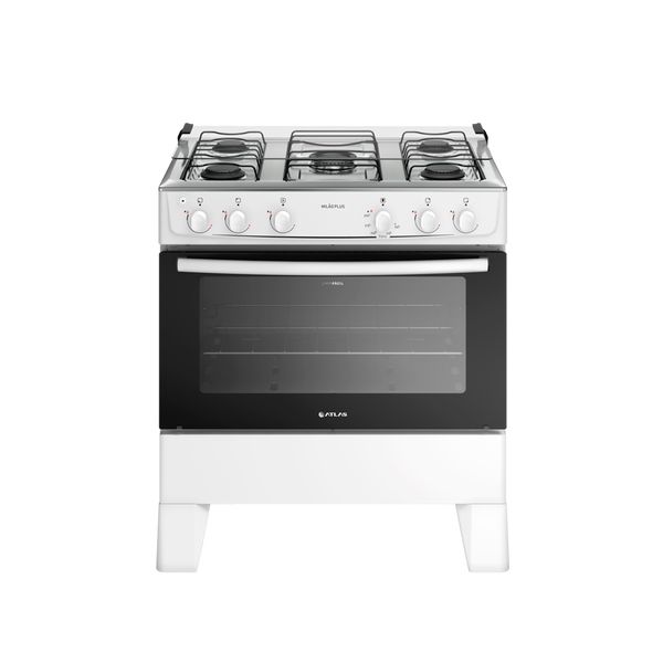 Fogão Atlas Milão Plus 5 Bocas Automático Mesa de Inox Bivolt - Branco
