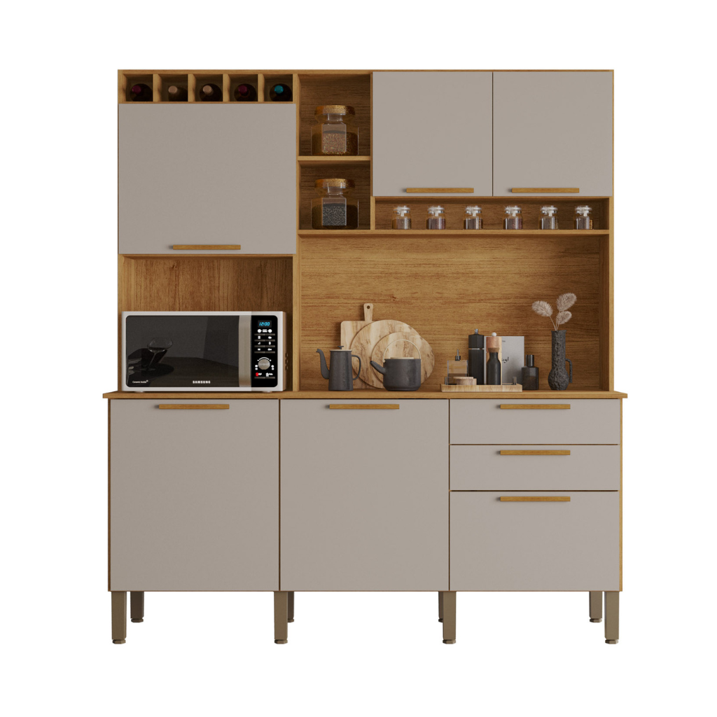 Armario de Cozinha Salleto New Topazio - Cinamomo Off