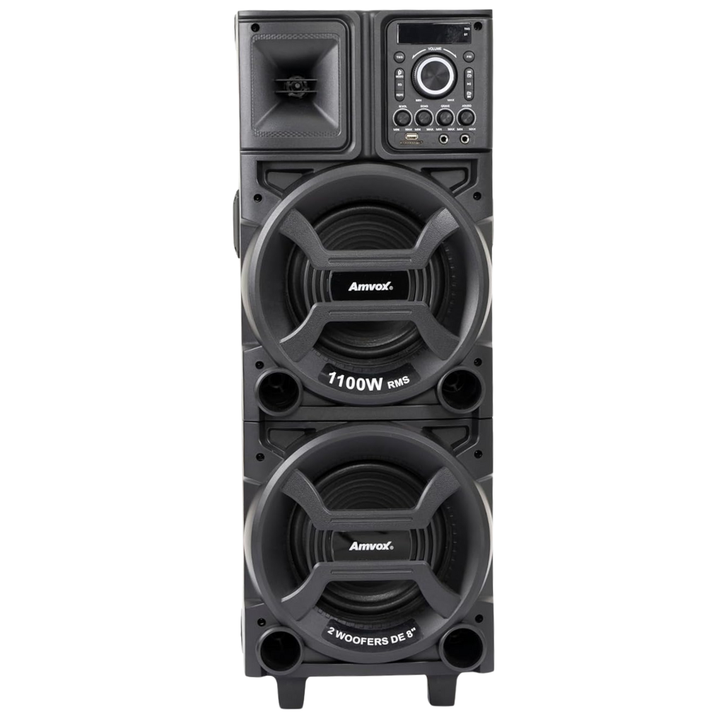 Caixa Amplificada Amvox - Aca 1101 - Black Duplo 8