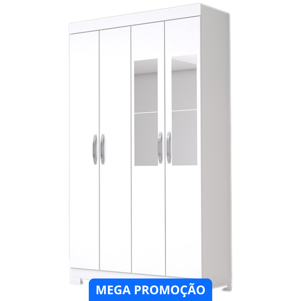 Roupeiro Freedom 4 Pts Com Espelho - Com Pe Bco