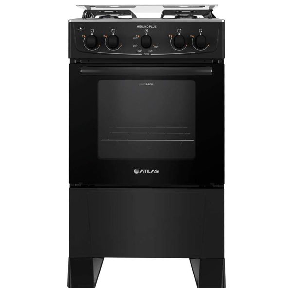 Fogão Atlas Monaco Plus 4 Bocas Acendimento Automático - Preto