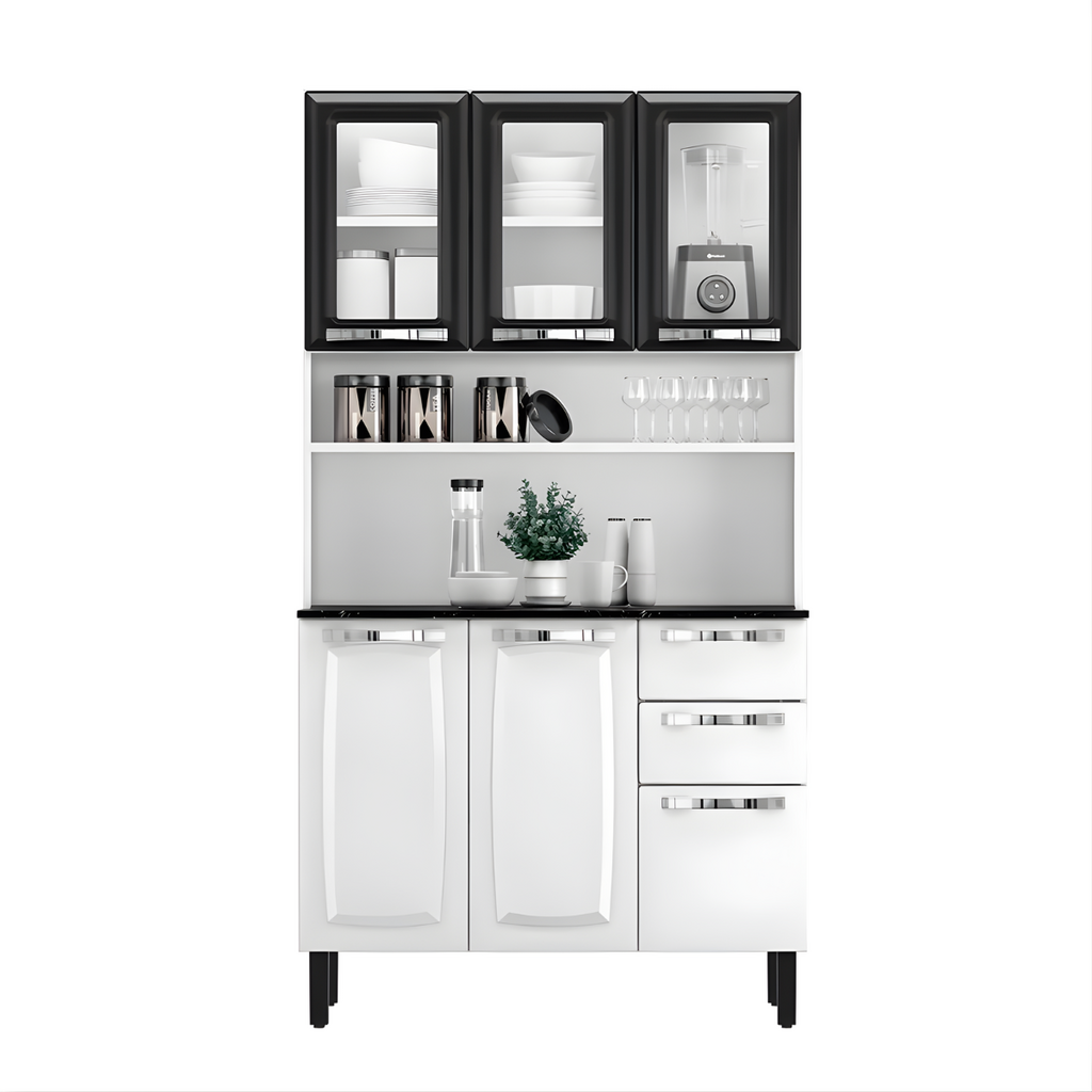 Kit Itatiaia Pratika 1,20Mt 6 Portas - Branco/Preto