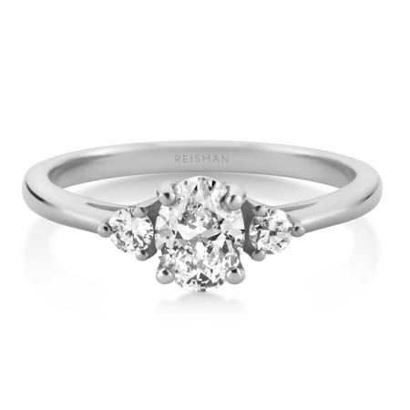 Anel de Noivado Montreal Diamante Oval Ouro Branco 18k