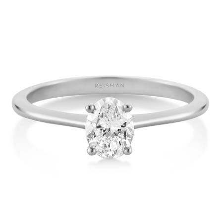 Anel de Noivado Vancouver Diamante Oval ouro branco 18k