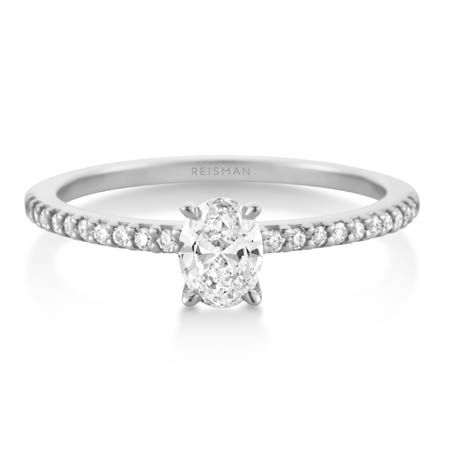Anel de Noivado Toronto Diamante Oval 30 a 40 pts Ouro branco 18k