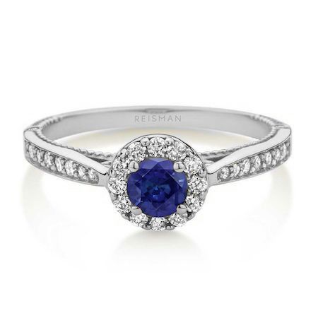 Anel Amore Mio Safira Azul ouro branco 18k