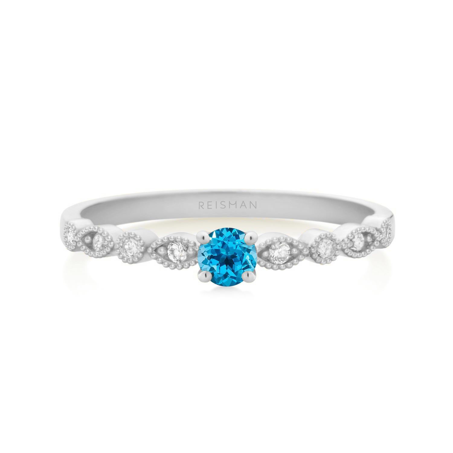 Anel Shine Topázio Azul ouro branco 18k