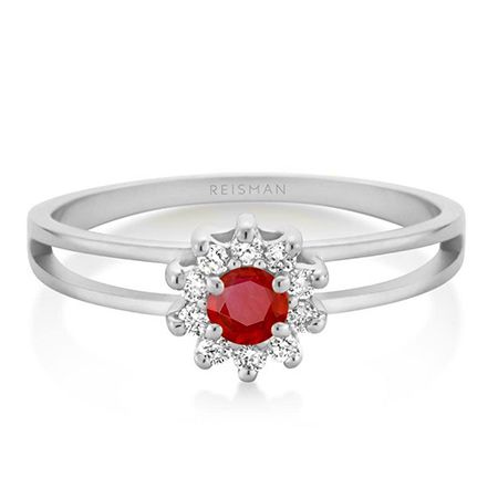 Anel Florence Rubi ouro branco 18k