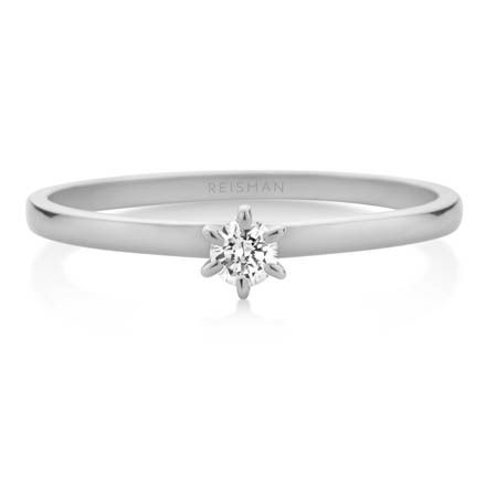 Anel de Noivado New Star ouro branco 18k