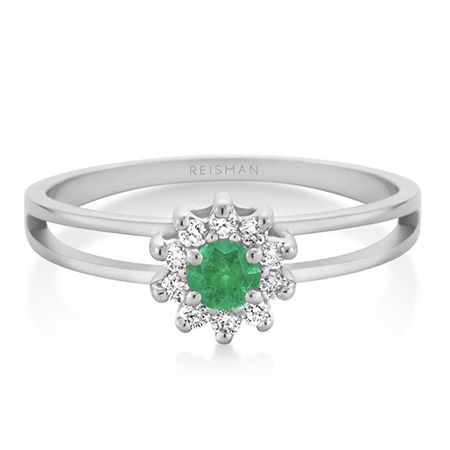 Anel Florence Esmeralda ouro branco 18k