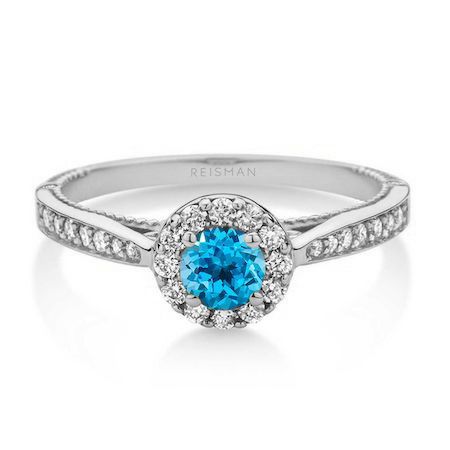 Anel Amore Mio Topázio Azul ouro branco 18k