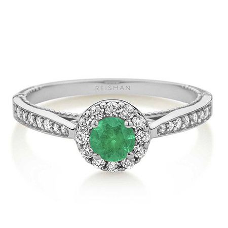 Anel Amore Mio Esmeralda ouro branco 18k