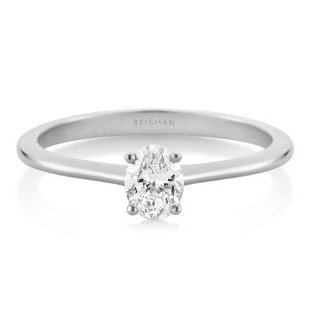 Anel de Noivado Vancouver Diamante Oval 30 a 40 pts Ouro branco 18k