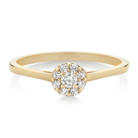 Destaque para Anel de Noivado Sunflower II ouro 18k com design sofisticado e acabamento elegante