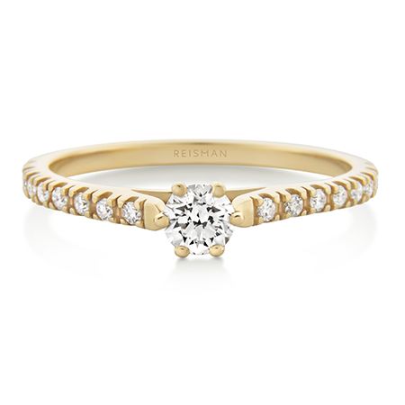 Destaque para Anel de Noivado My Dream ouro 18k com design sofisticado e acabamento elegante