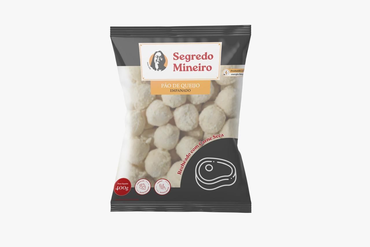 PAO DE QUEIJO EMPANADO RECHEADO DE CARNE SECA 400g