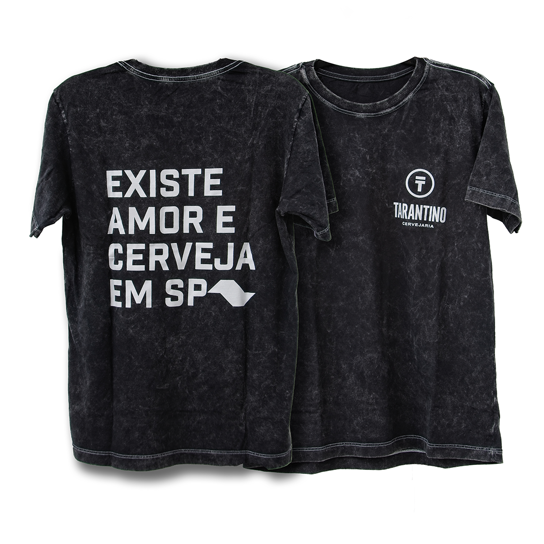 Camiseta Preta Estonada | Existe Amor e Cerveja em SP