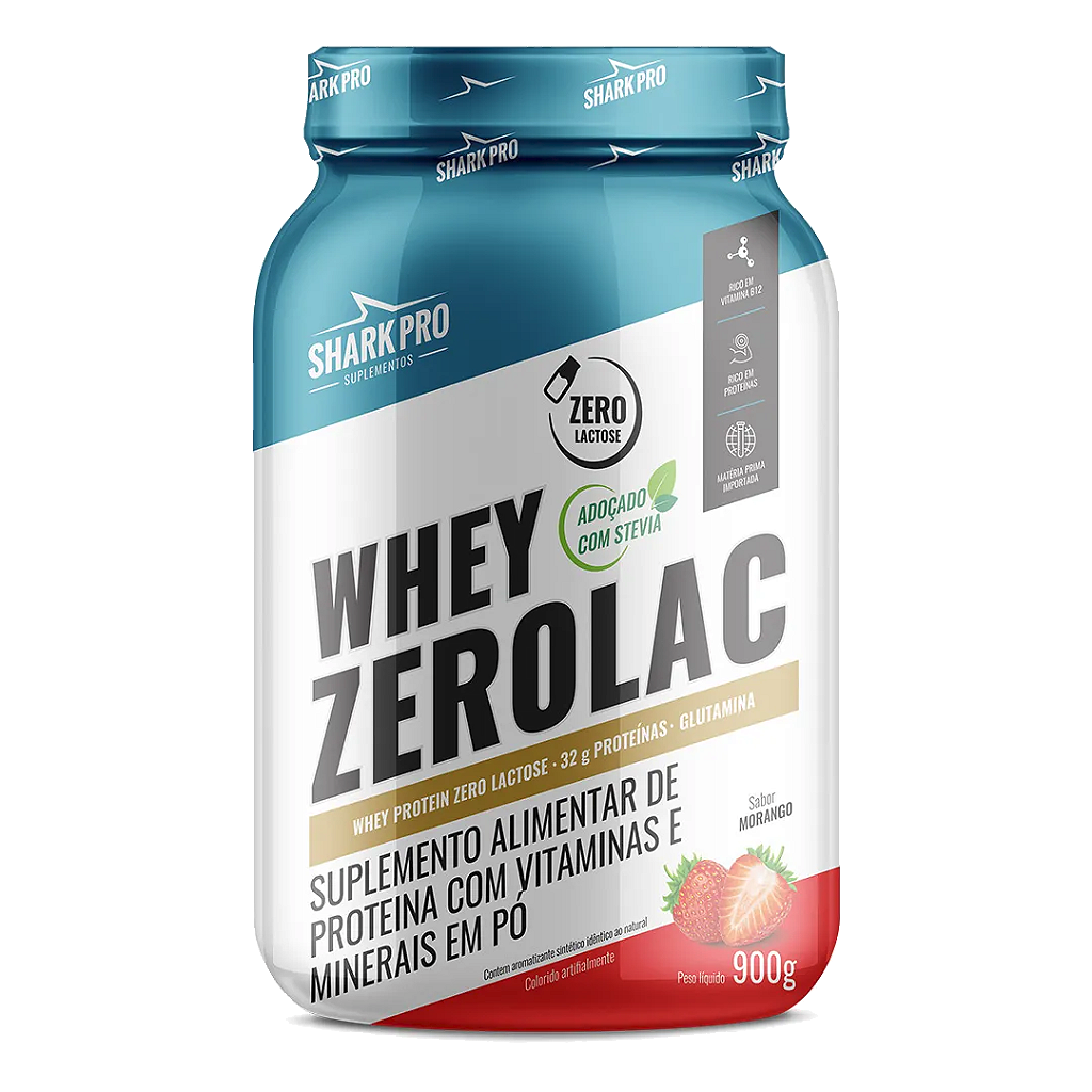 WHEY ZEROLAC POTE 900G MORANGO