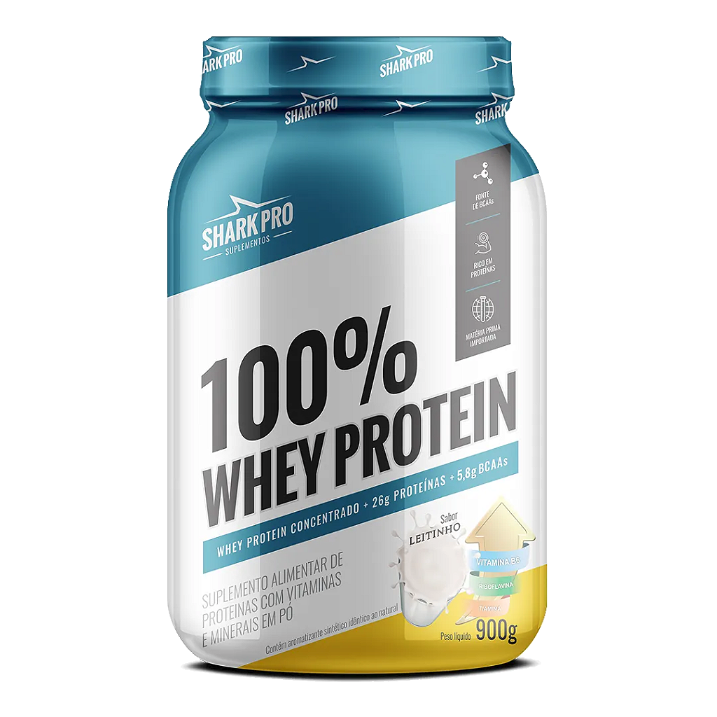 100% WHEY PROTEIN - SHARK PRO - 900g Leitinho