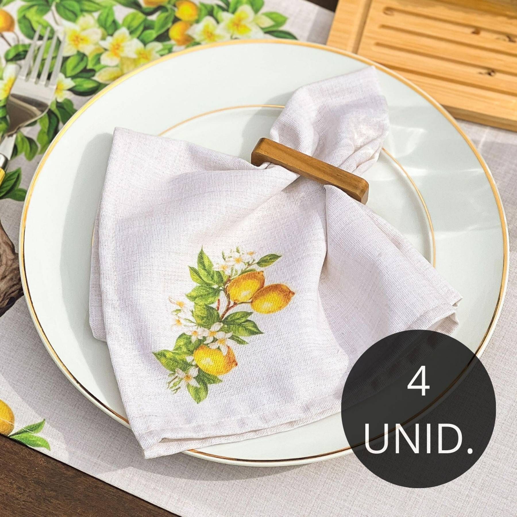 Kit 4 Guardanapos de Linho Limão Siciliano