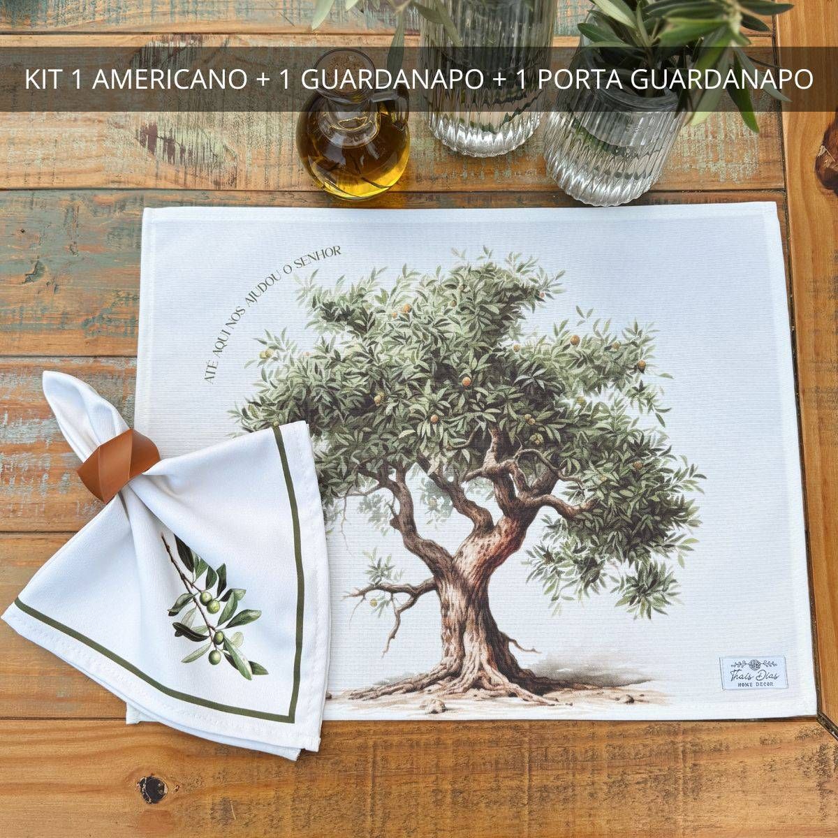 Kit 1 Americano +1 Guardanapo +1 Porta Guardanapo - Coleção Oliveira
