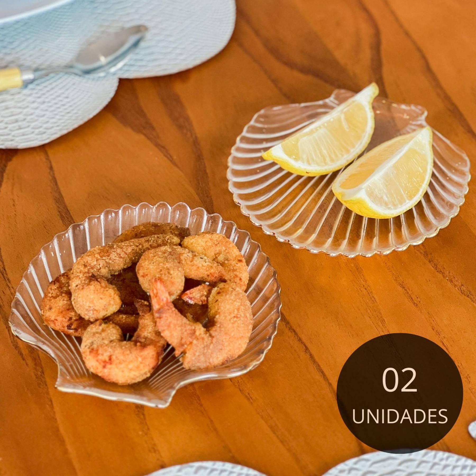 Kit 2 Bowls de Vidro Concha com Filete de Ouro